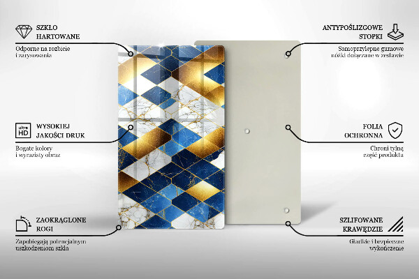 Osłona na ścianę w kuchni Złote romby marmur