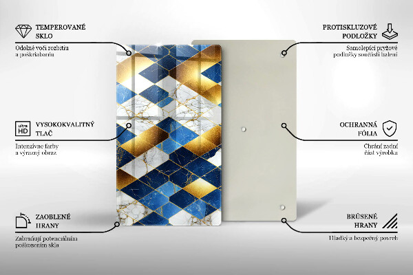 Osłona na ścianę w kuchni Złote romby marmur