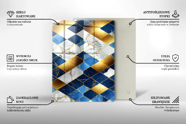 Osłona na ścianę w kuchni Złote romby marmur