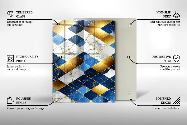 Osłona na ścianę w kuchni Złote romby marmur