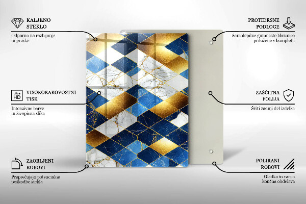 Osłona na ścianę w kuchni Złote romby marmur