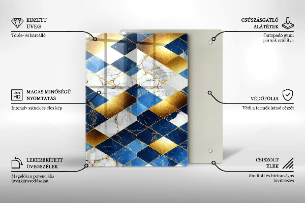 Osłona na ścianę w kuchni Złote romby marmur