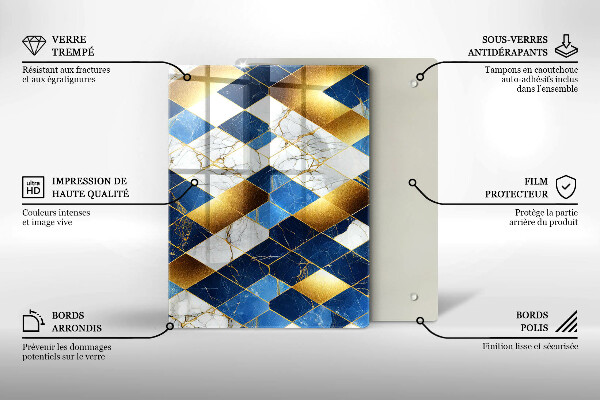 Osłona na ścianę w kuchni Złote romby marmur