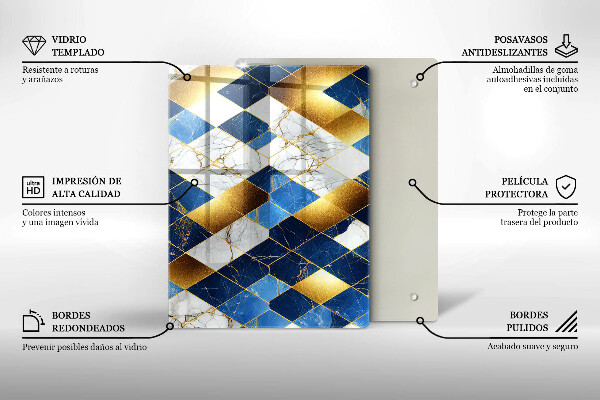 Osłona na ścianę w kuchni Złote romby marmur