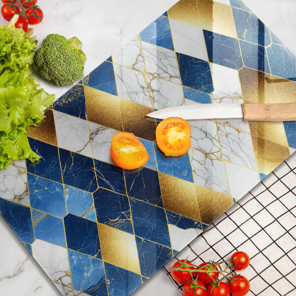 Osłona na ścianę w kuchni Złote romby marmur