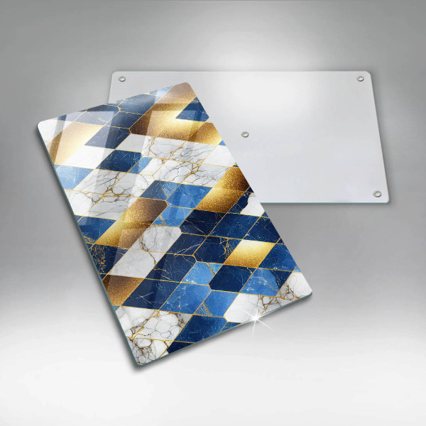 Osłona na ścianę w kuchni Złote romby marmur