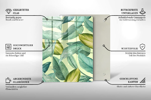 Osłona na ścianę w kuchni Zielone tropikalne liście
