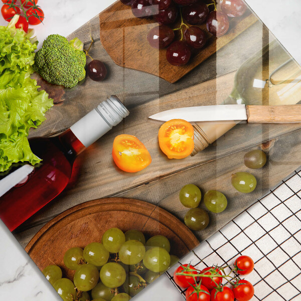 Osłona na ścianę do kuchni Butelki wina i winogrona