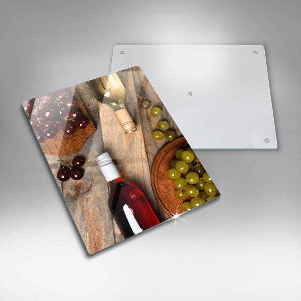 Osłona na ścianę do kuchni Butelki wina i winogrona