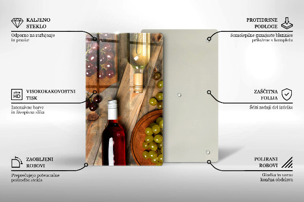 Osłona na ścianę do kuchni Butelki wina i winogrona