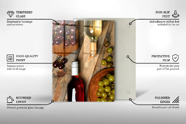 Osłona na ścianę do kuchni Butelki wina i winogrona
