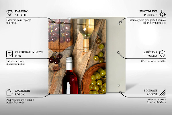 Osłona na ścianę do kuchni Butelki wina i winogrona