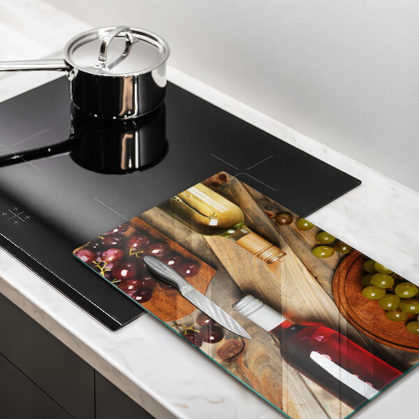 Osłona na ścianę do kuchni Butelki wina i winogrona