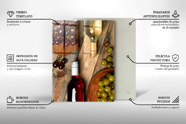 Osłona na ścianę do kuchni Butelki wina i winogrona
