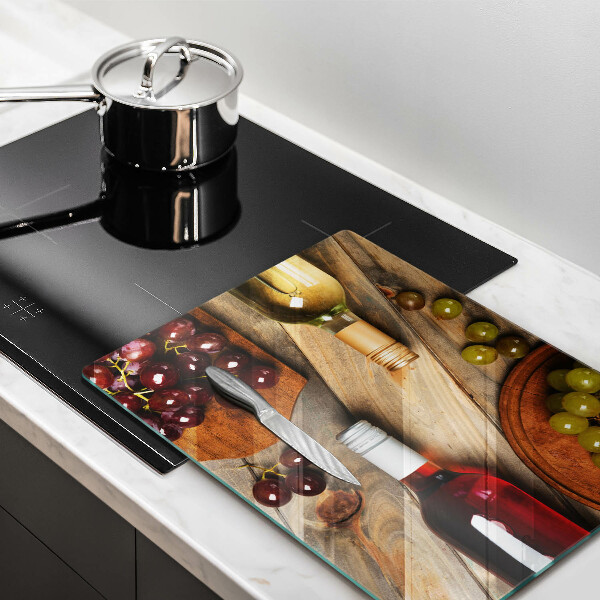 Osłona na ścianę do kuchni Butelki wina i winogrona