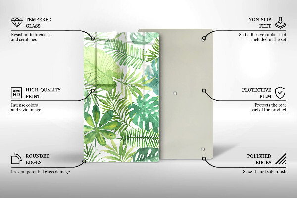 Osłona ściany przy kuchence gazowej Akwarele boho liście