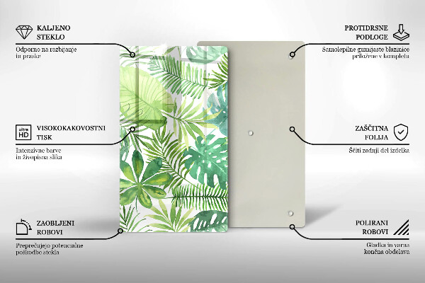 Osłona ściany przy kuchence gazowej Akwarele boho liście