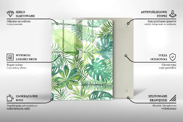 Osłona ściany przy kuchence gazowej Akwarele boho liście