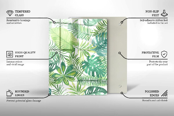 Osłona ściany przy kuchence gazowej Akwarele boho liście