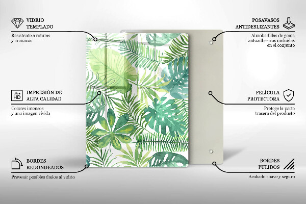 Osłona ściany przy kuchence gazowej Akwarele boho liście