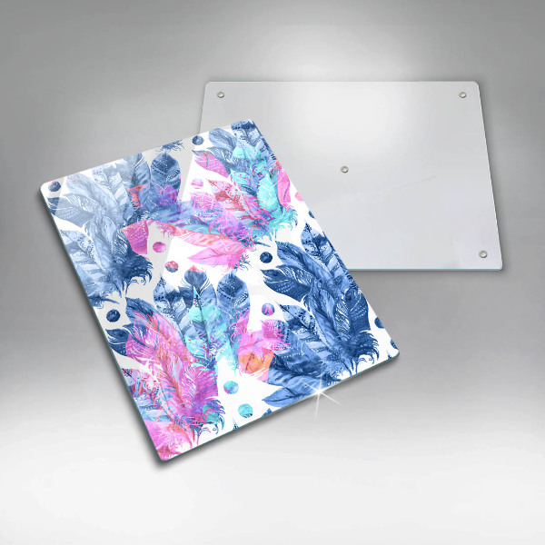 Osłona ściany przy kuchence gazowej Ilustracja boho piórka