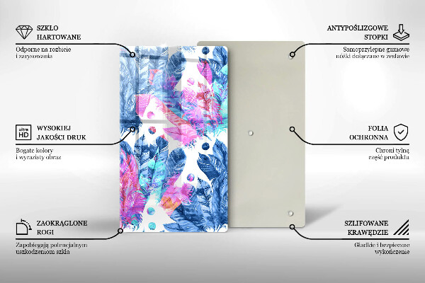 Osłona ściany przy kuchence gazowej Ilustracja boho piórka