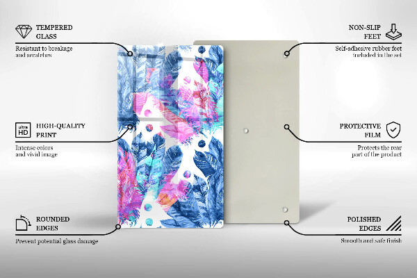 Osłona ściany przy kuchence gazowej Ilustracja boho piórka