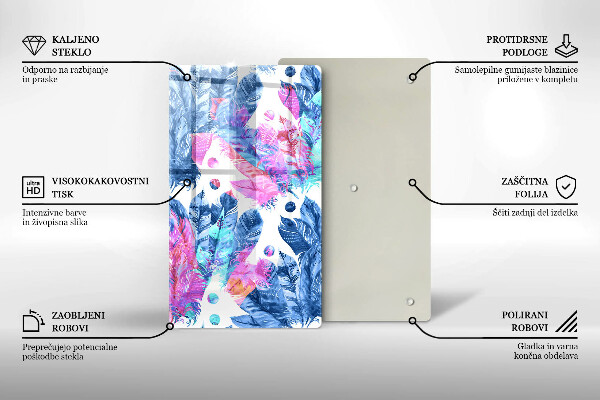 Osłona ściany przy kuchence gazowej Ilustracja boho piórka