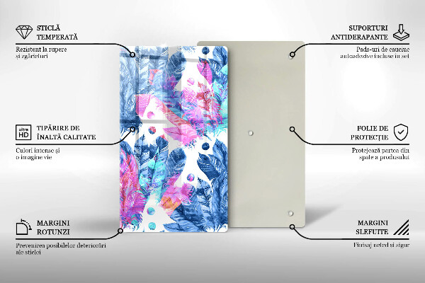 Osłona ściany przy kuchence gazowej Ilustracja boho piórka