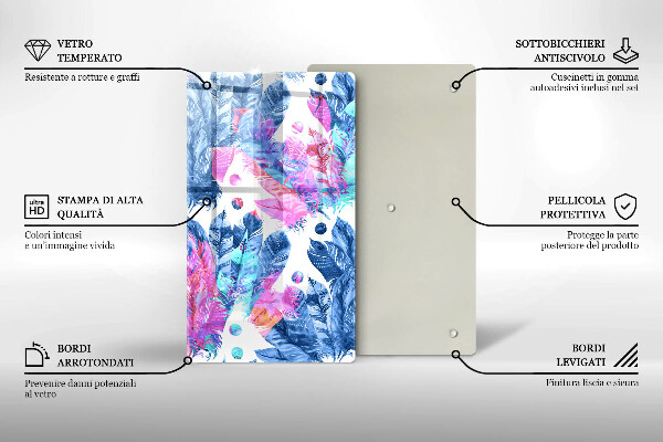 Osłona ściany przy kuchence gazowej Ilustracja boho piórka