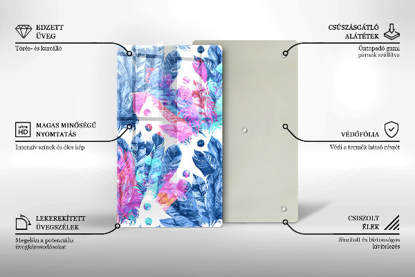 Osłona ściany przy kuchence gazowej Ilustracja boho piórka