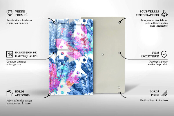 Osłona ściany przy kuchence gazowej Ilustracja boho piórka