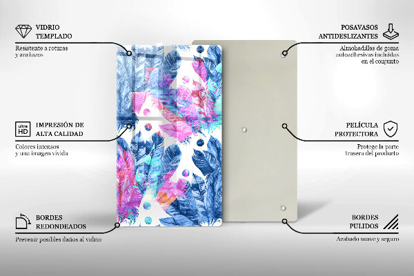 Osłona ściany przy kuchence gazowej Ilustracja boho piórka