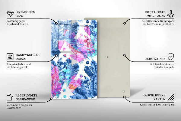 Osłona ściany przy kuchence gazowej Ilustracja boho piórka