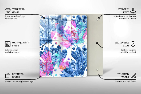 Osłona ściany przy kuchence gazowej Ilustracja boho piórka