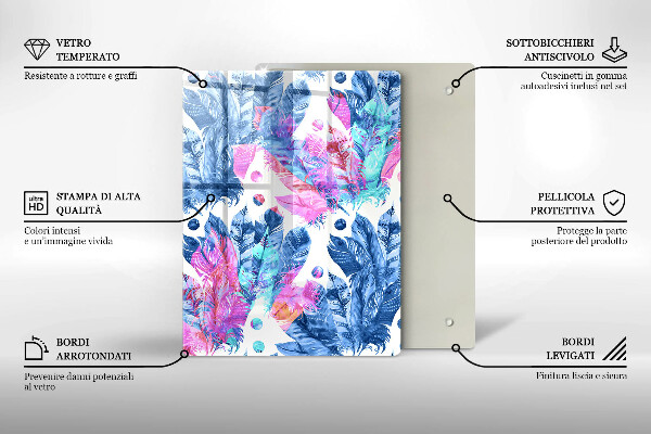 Osłona ściany przy kuchence gazowej Ilustracja boho piórka