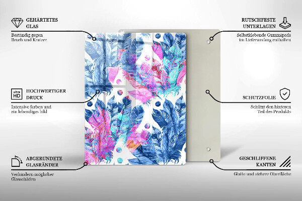 Osłona ściany przy kuchence gazowej Ilustracja boho piórka