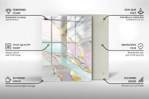 Płyta ochronna na indukcję Pastelowy marmur