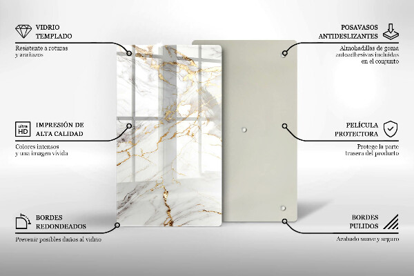 Płyta ochronna na indukcję Jasny marmur ze złotem