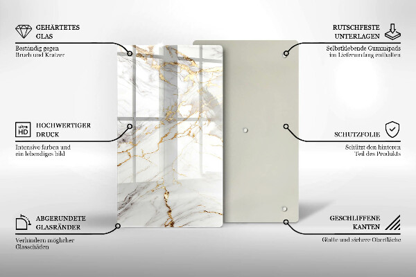 Płyta ochronna na indukcję Jasny marmur ze złotem