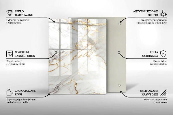 Płyta ochronna na indukcję Jasny marmur ze złotem