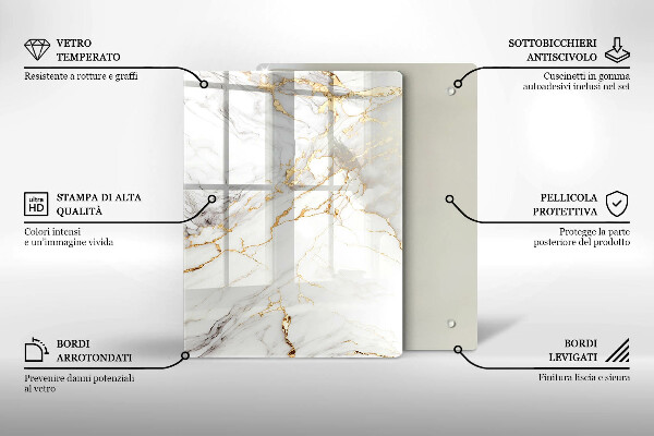 Płyta ochronna na indukcję Jasny marmur ze złotem