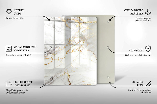 Płyta ochronna na indukcję Jasny marmur ze złotem