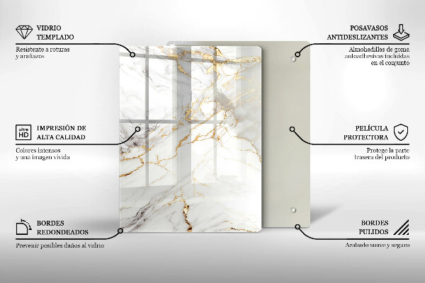 Płyta ochronna na indukcję Jasny marmur ze złotem