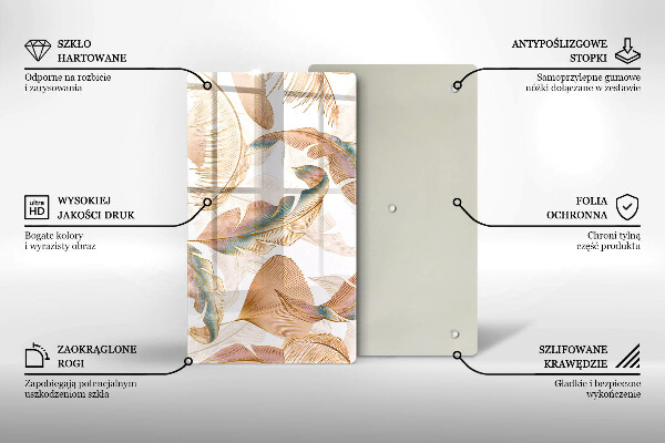 Osłona ściany przy kuchence gazowej Boho pióra i liście