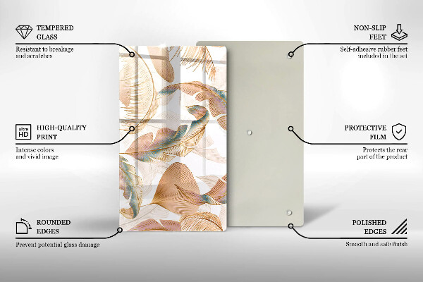 Osłona ściany przy kuchence gazowej Boho pióra i liście