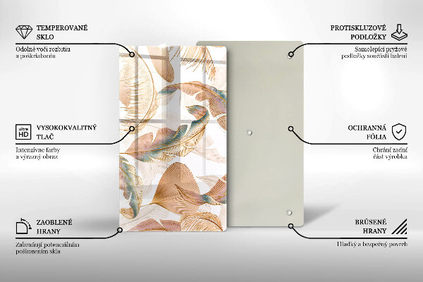 Osłona ściany przy kuchence gazowej Boho pióra i liście