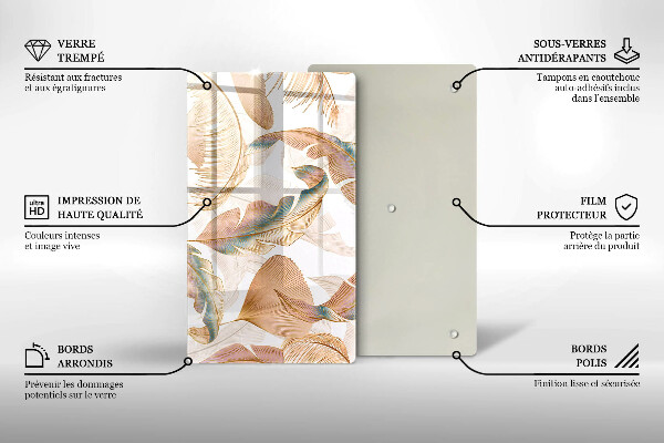 Osłona ściany przy kuchence gazowej Boho pióra i liście