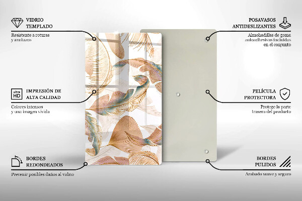 Osłona ściany przy kuchence gazowej Boho pióra i liście