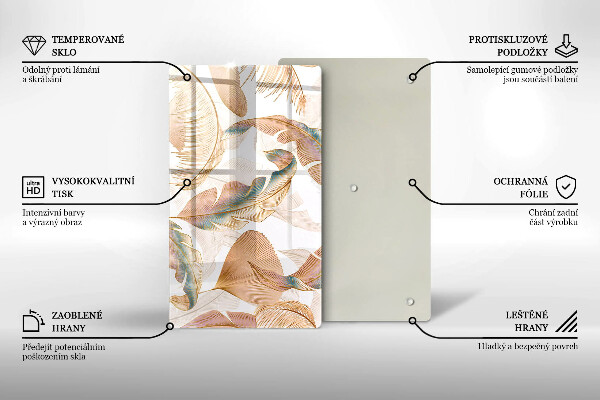 Osłona ściany przy kuchence gazowej Boho pióra i liście